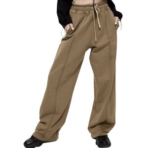 NWT Wide-Leg Cotton Drawstring Pants (Olive) - LIT ACTIVEWEAR